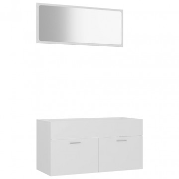 Set mobilier de baie, 2 piese, alb, PAL - Img 2