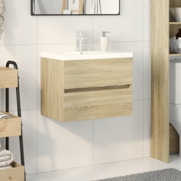 Set mobilier de baie, 2 piese, ceramică și lemn prelucrat - Img 1