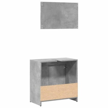 Set mobilier de baie, 2 piese, gri beton, lemn compozit - Img 5