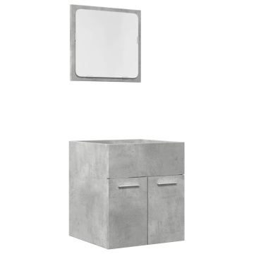Set mobilier de baie, 2 piese, gri beton, lemn compozit - Img 2