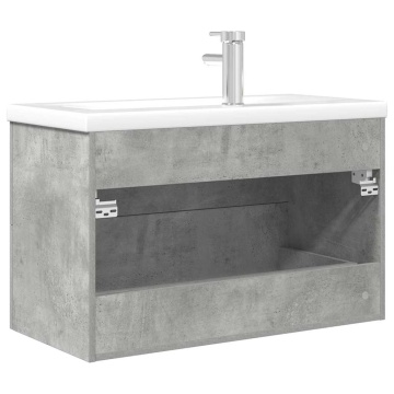Set mobilier de baie, 2 piese, gri beton, lemn compozit - Img 6