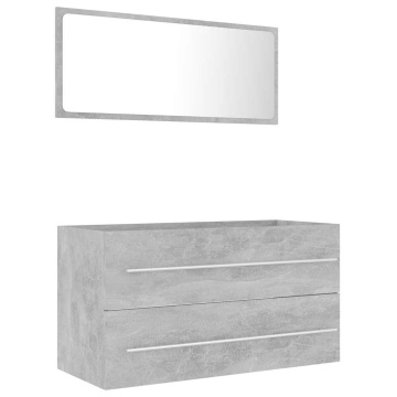 Set mobilier de baie, 2 piese, gri beton, PAL - Img 2