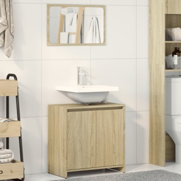 Set mobilier de baie, 2 piese, stejar sonoma, lemn prelucrat - Img 1
