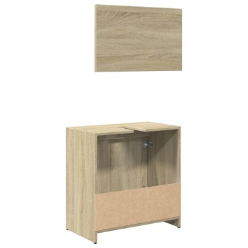 Set mobilier de baie, 2 piese, stejar sonoma, lemn prelucrat - Img 7