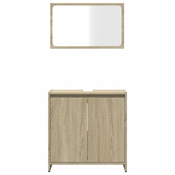 Set mobilier de baie, 2 piese, stejar sonoma, lemn prelucrat - Img 8
