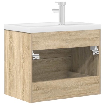 Set mobilier de baie, 2 piese, stejar sonoma, lemn prelucrat - Img 5