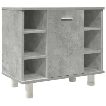 Set mobilier de baie, 3 piese, gri beton, lemn compozit - Img 5