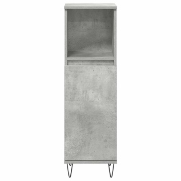 Set mobilier de baie, 3 piese, gri beton, lemn compozit - Img 6