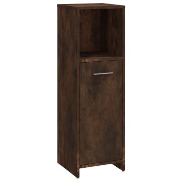 Set mobilier de baie, 3 piese, stejar fumuriu, lemn prelucrat - Img 7