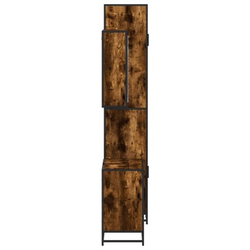 Set mobilier de baie, 3 piese, stejar fumuriu, lemn prelucrat - Img 5