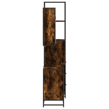 Set mobilier de baie, 3 piese, stejar fumuriu, lemn prelucrat - Img 5