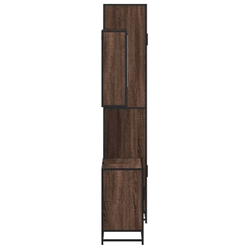 Set mobilier de baie, 3 piese, stejar maro, lemn prelucrat - Img 5