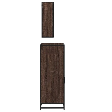 Set mobilier de baie, 3 piese, stejar maro, lemn prelucrat - Img 6