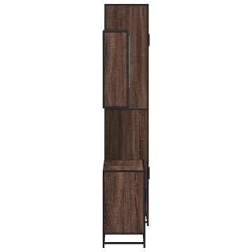 Set mobilier de baie, 3 piese, stejar maro, lemn prelucrat - Img 5