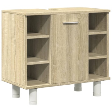 Set mobilier de baie, 3 piese, stejar sonoma, lemn prelucrat - Img 7