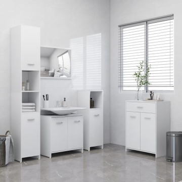 Set mobilier de baie, 4 piese, alb - Img 1