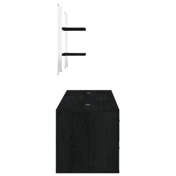 Set mobilier de baie, 5 piese, negru, lemn prelucrat - Img 8