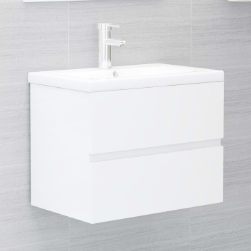 Set mobilier de baie, alb extralucios, lemn prelucrat - Img 8