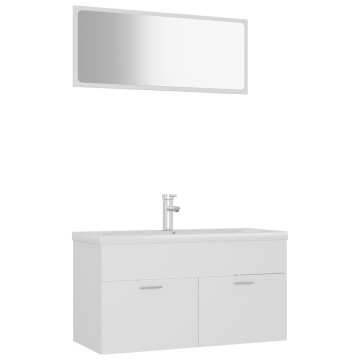 Set mobilier de baie, alb, lemn prelucrat - Img 2