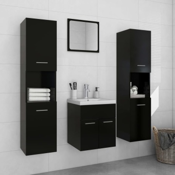 Set mobilier de baie, negru, lemn prelucrat - Img 1