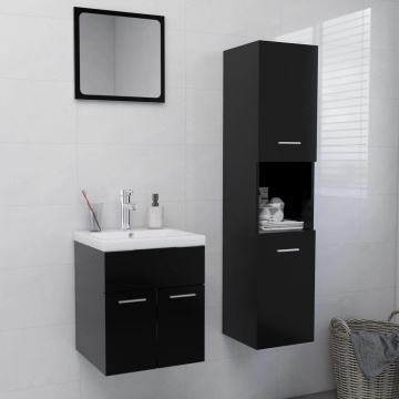 Set mobilier de baie, negru, lemn prelucrat - Img 1