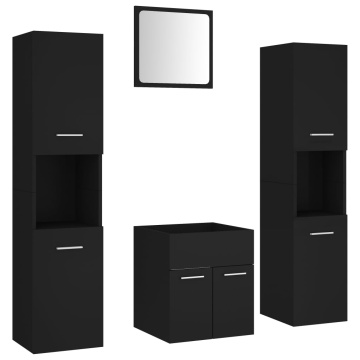 Set mobilier de baie, negru, lemn prelucrat - Img 2