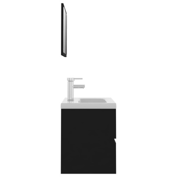 Set mobilier de baie, negru, lemn prelucrat - Img 4
