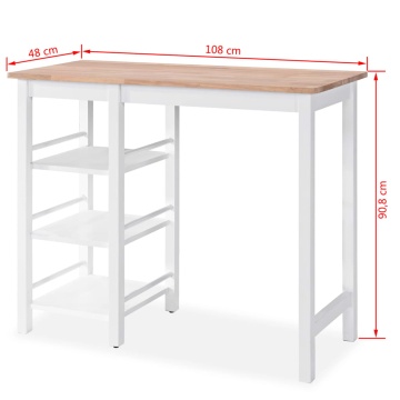 Set mobilier de bar, 3 piese, alb, MDF - Img 7