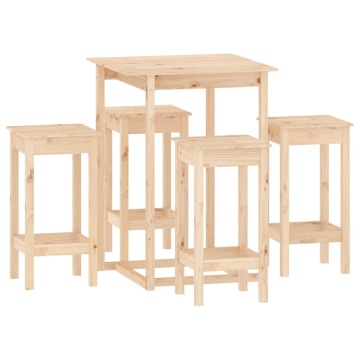 Set mobilier de bar, 5 piese, lemn masiv de pin - Img 2