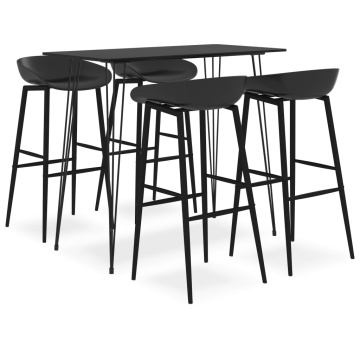 Set mobilier de bar, 5 piese, negru - Img 1