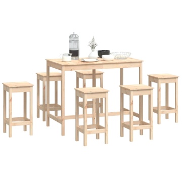 Set mobilier de bar, 7 piese, lemn masiv de pin - Img 5