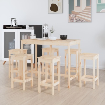 Set mobilier de bar, 7 piese, lemn masiv de pin - Img 8