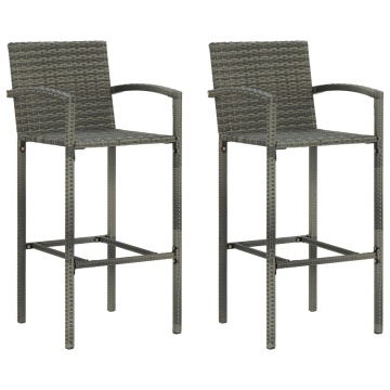 Set mobilier de bar de grădină, 3 piese, gri - Img 3
