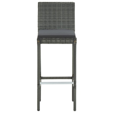 Set mobilier de bar de grădină cu perne, 3 piese, gri - Img 4