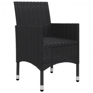 Set mobilier de bistro, 3 piese, negru, poliratan și sticlă - Img 8