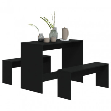 Set mobilier de bucătărie, 3 piese, negru, PAL - Img 4