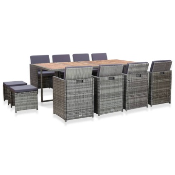Set mobilier de exterior 13 piese antracit poliratan și acacia - Img 1