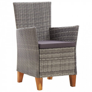 Set mobilier de exterior, 5 piese, gri, poliratan, lemn acacia - Img 5
