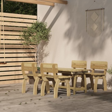 Set mobilier de exterior, 5 piese, lemn de pin tratat - Img 1