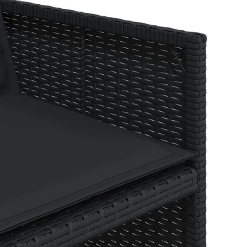 Set mobilier de exterior cu perne, 11 piese, negru, poliratan - Img 6