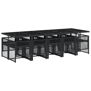 Set mobilier de exterior cu perne, 11 piese, negru, poliratan - Img 8