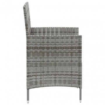 Set mobilier de exterior cu perne, 3 piese, gri, poliratan - Img 8