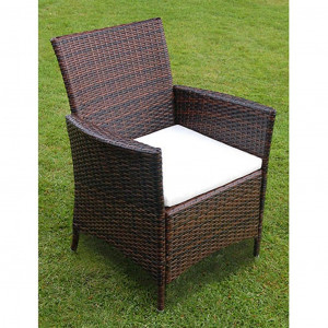Set mobilier de exterior cu perne, 5 piese, maro, poliratan - Img 4