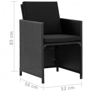Set mobilier de exterior cu perne, 5 piese, negru, poliratan - Img 8