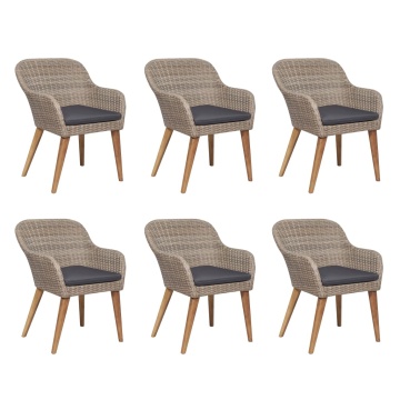 Set mobilier de exterior cu perne, 7 piese, poliratan - Img 2