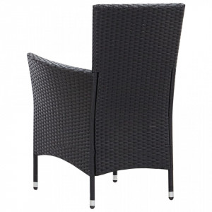 Set mobilier de exterior cu perne, 9 piese, negru, poliratan - Img 7