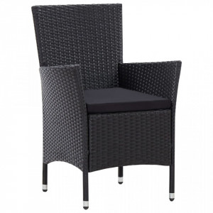 Set mobilier de exterior cu perne, 9 piese, negru, poliratan - Img 8