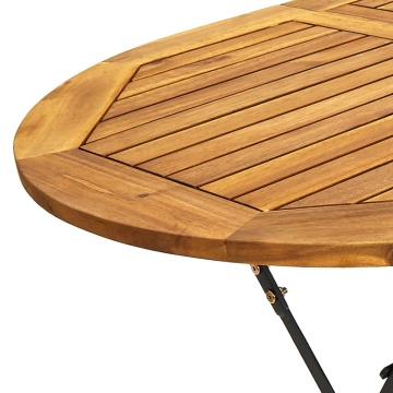 Set mobilier de exterior pliabil, 9 piese, lemn masiv de acacia - Img 7