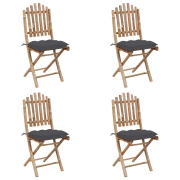 Set mobilier de exterior pliabil, cu perne, 5 piese, bambus - Img 3
