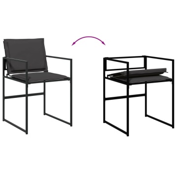 Set mobilier de grădină, 11 piese, cu perne, negru, textilenă - Img 8